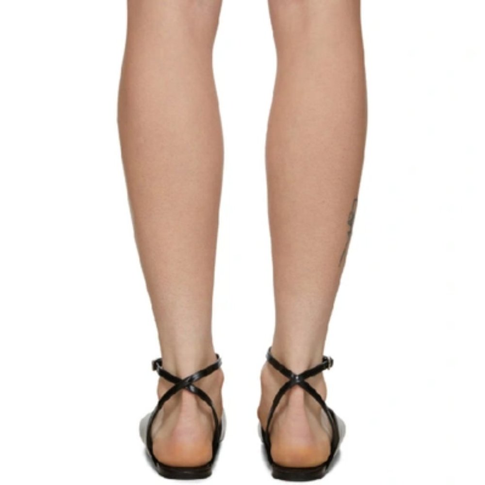 BALENCIAGA | Ankle-strap Patent Leather Flats In 1000 Black Size 36.5 New in Box - Picture 8 of 13